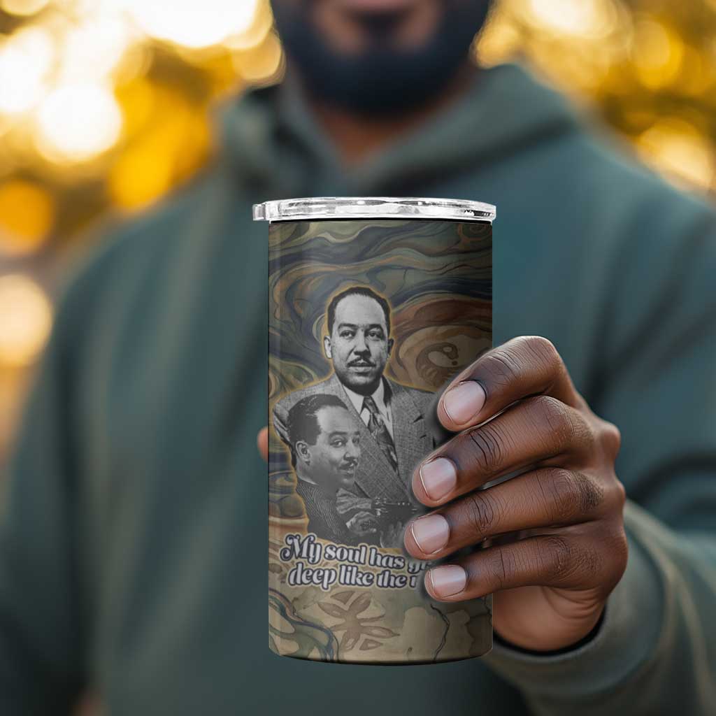 Langston Hughes 4 in 1 Can Cooler Tumbler My Soul Has Grown Deep Like the Rivers - Wonder Print Shop