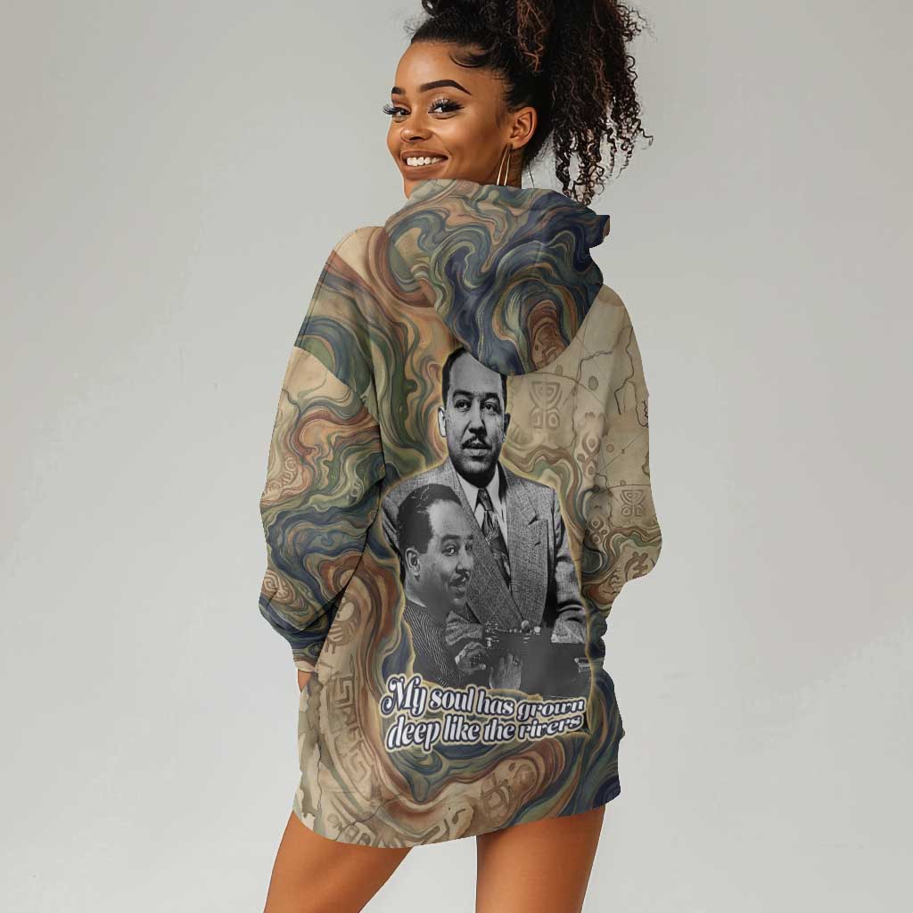 Langston Hughes Hoodie Dress My Soul Has Grown Deep Like the Rivers - Wonder Print Shop