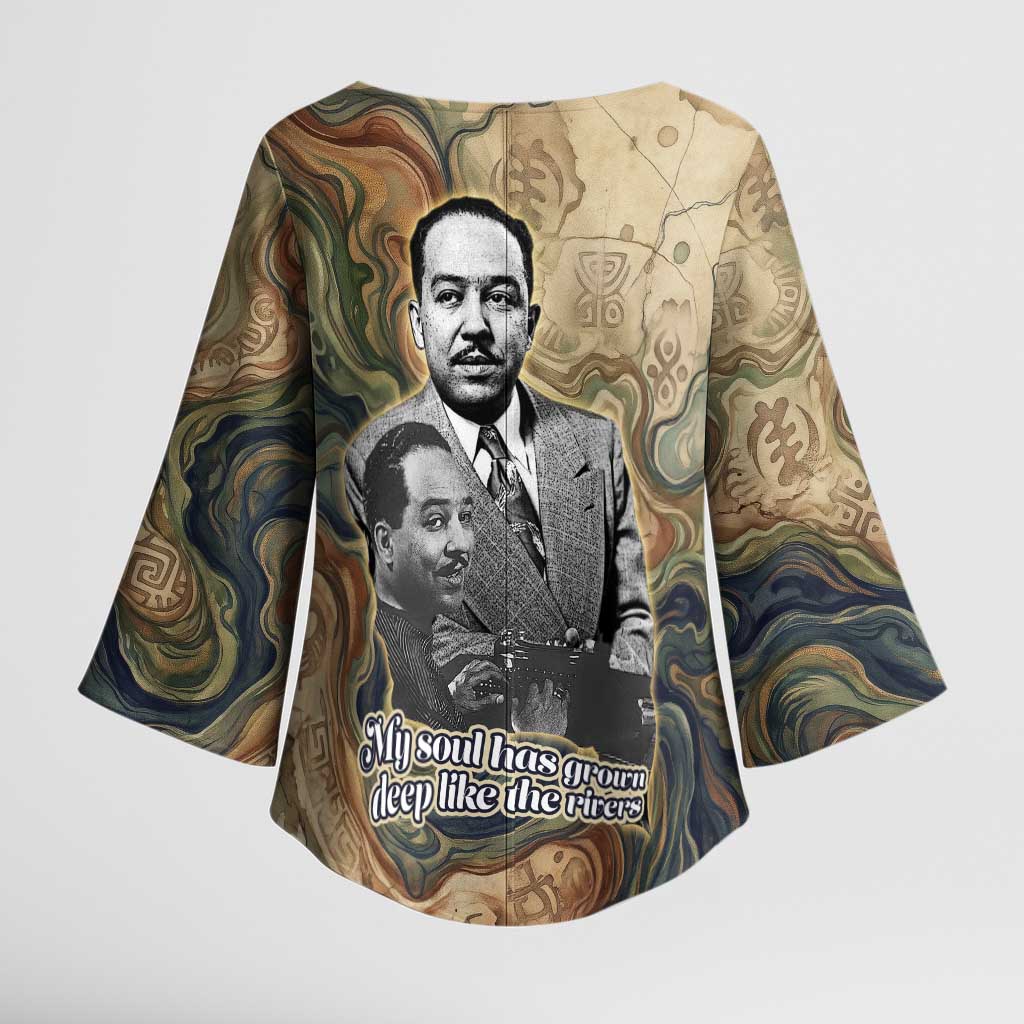 Langston Hughes Kimono Sleeve Blouse My Soul Has Grown Deep Like the Rivers - Wonder Print Shop