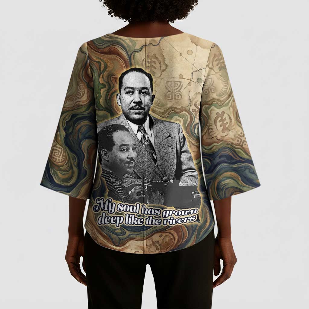 Langston Hughes Kimono Sleeve Blouse My Soul Has Grown Deep Like the Rivers - Wonder Print Shop