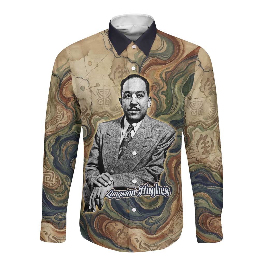 Langston Hughes Long Sleeve Button Shirt My Soul Has Grown Deep Like the Rivers - Wonder Print Shop