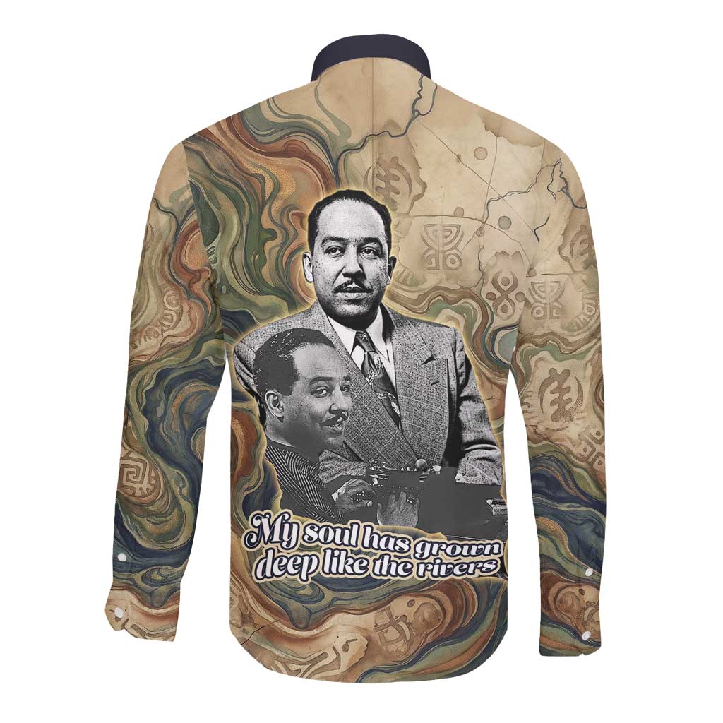 Langston Hughes Long Sleeve Button Shirt My Soul Has Grown Deep Like the Rivers - Wonder Print Shop