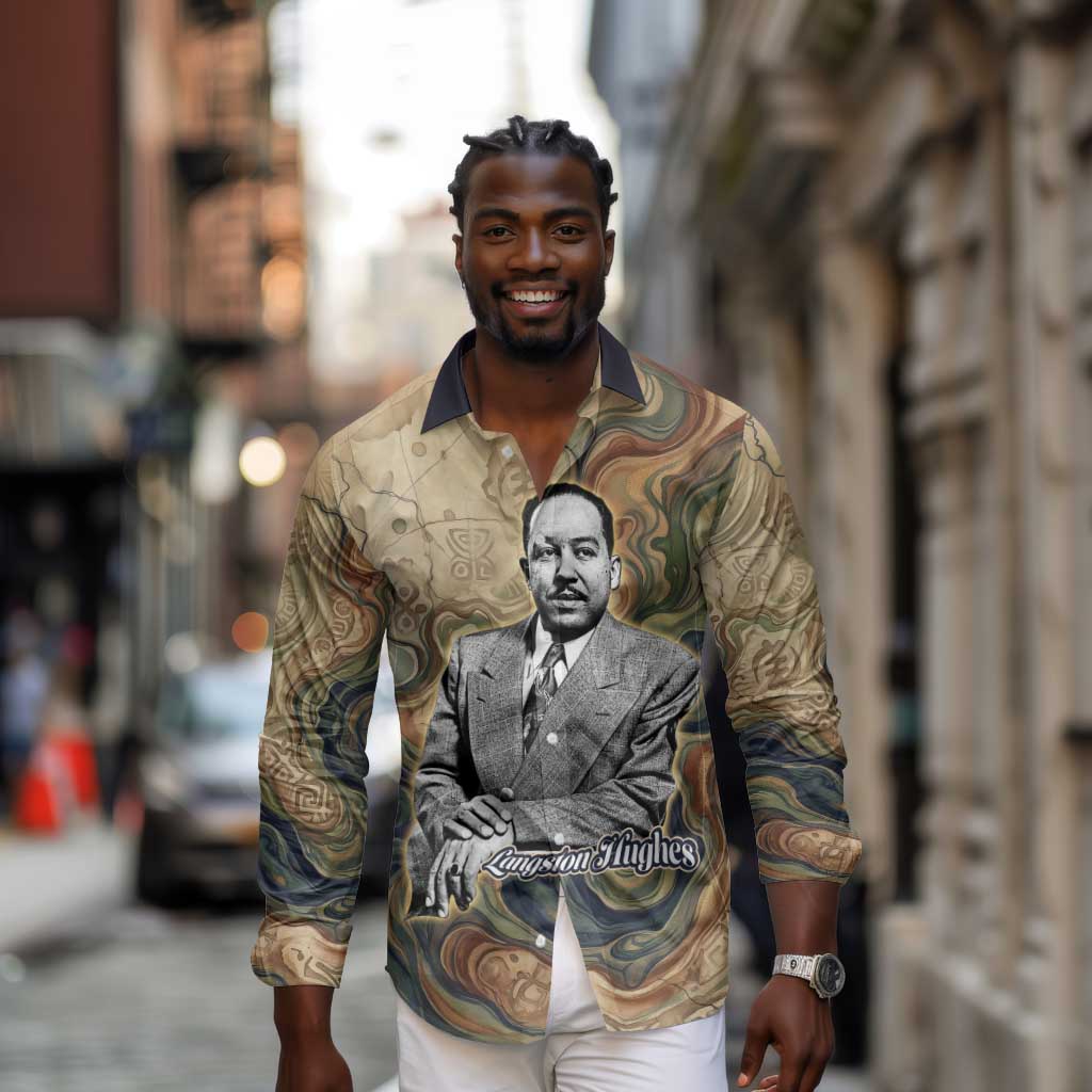 Langston Hughes Long Sleeve Button Shirt My Soul Has Grown Deep Like the Rivers - Wonder Print Shop