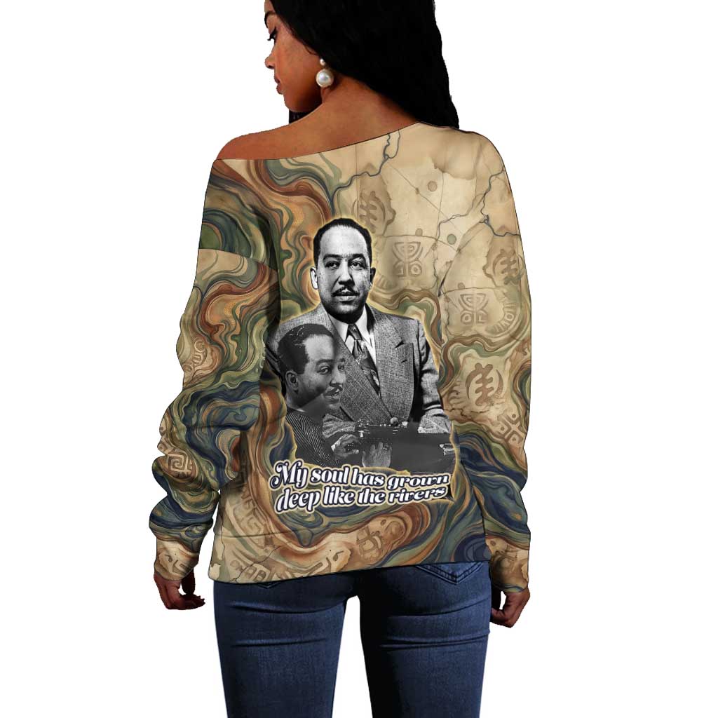 Langston Hughes Off Shoulder Sweater My Soul Has Grown Deep Like the Rivers - Wonder Print Shop