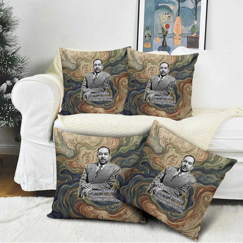 Langston Hughes Pillow Cover My Soul Has Grown Deep Like the Rivers - Wonder Print Shop