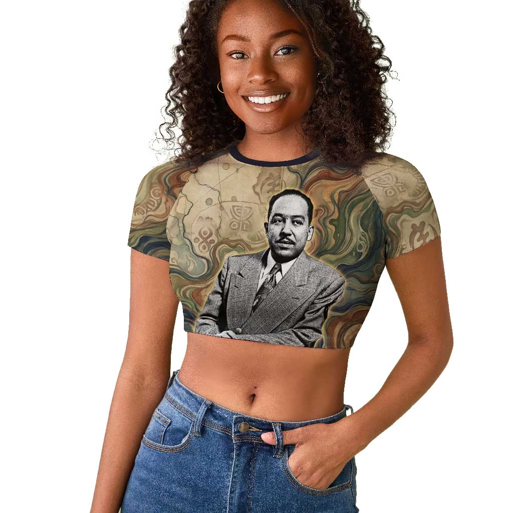 Langston Hughes Raglan Cropped T shirt My Soul Has Grown Deep Like the Rivers - Wonder Print Shop