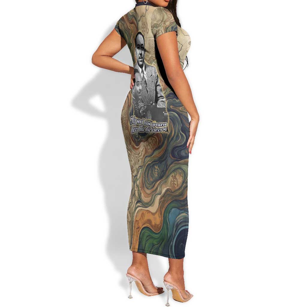 Langston Hughes Short Sleeve Bodycon Dress My Soul Has Grown Deep Like the Rivers - Wonder Print Shop
