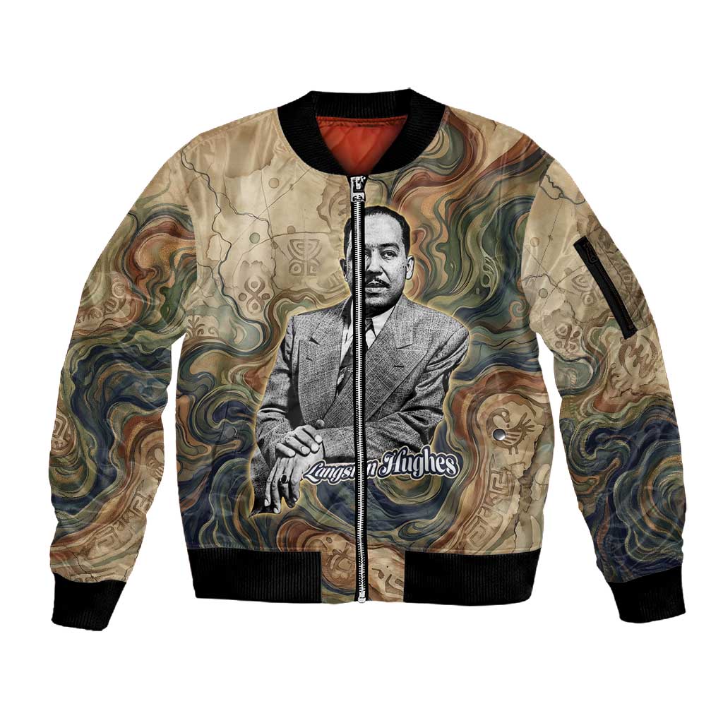 Langston Hughes Sleeve Zip Bomber Jacket My Soul Has Grown Deep Like the Rivers - Wonder Print Shop