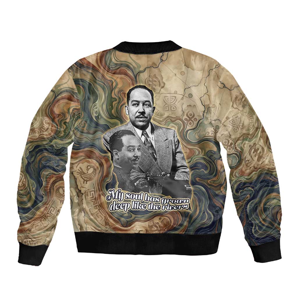 Langston Hughes Sleeve Zip Bomber Jacket My Soul Has Grown Deep Like the Rivers - Wonder Print Shop