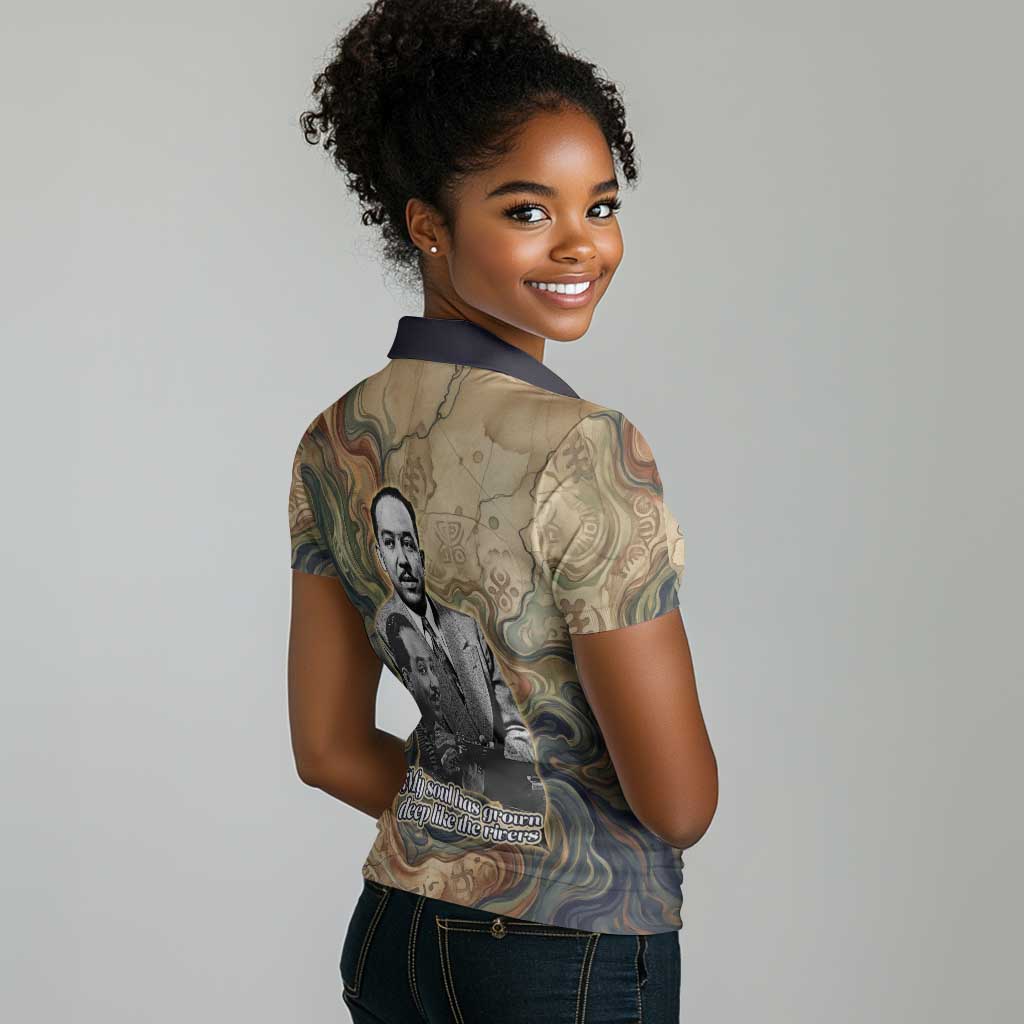 Langston Hughes Women Polo Shirt My Soul Has Grown Deep Like the Rivers - Wonder Print Shop