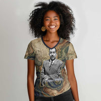 Langston Hughes Women V-Neck T-Shirt My Soul Has Grown Deep Like the Rivers - Wonder Print Shop