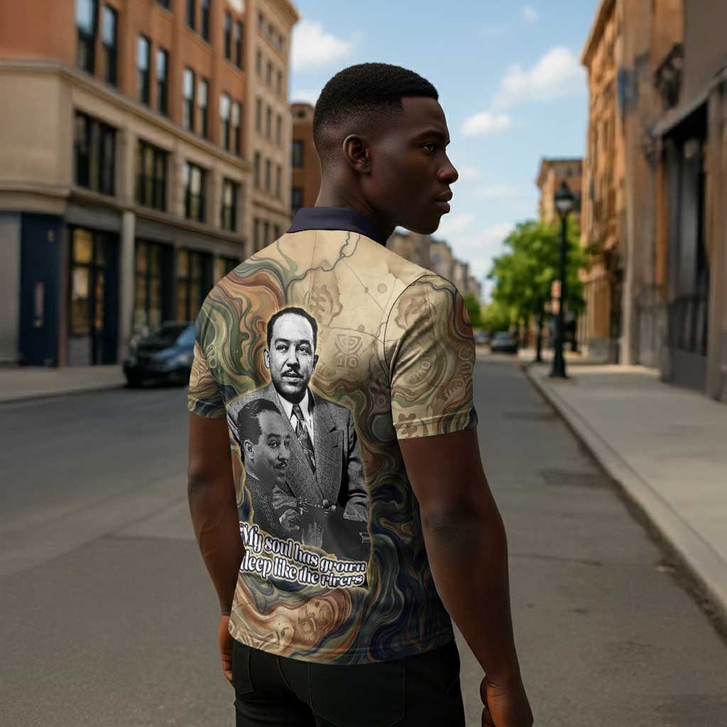 Langston Hughes Zipper Polo Shirt My Soul Has Grown Deep Like the Rivers - Wonder Print Shop