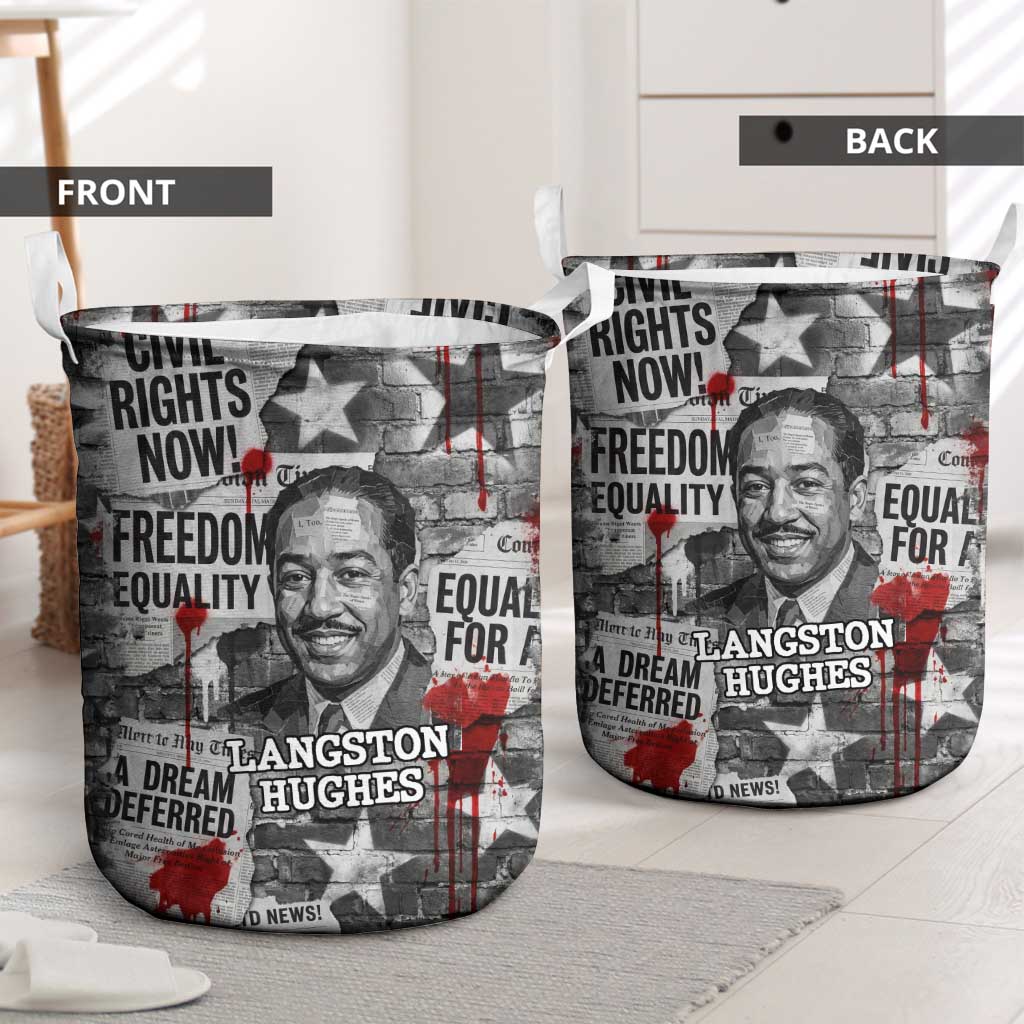 Langston Hughes Laundry Basket Urban Brick Wall Design with Protest Art and Poetry Powerful Quotes - Wonder Print Shop