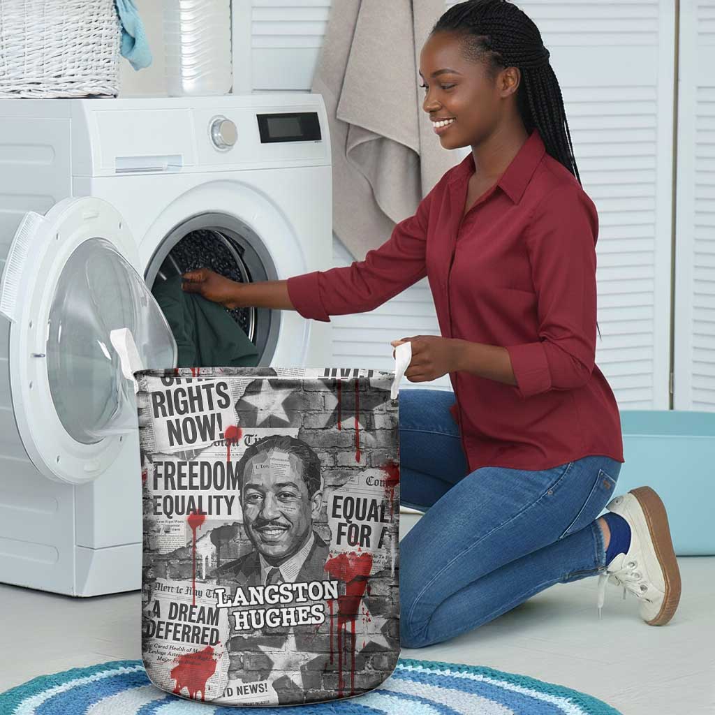 Langston Hughes Laundry Basket Urban Brick Wall Design with Protest Art and Poetry Powerful Quotes - Wonder Print Shop