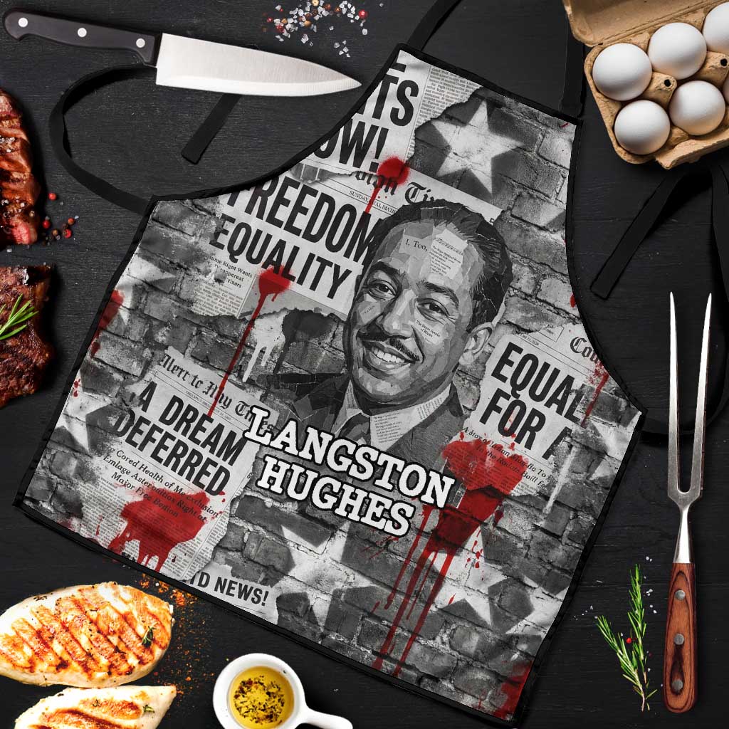 Langston Hughes Apron Urban Brick Wall Design with Protest Art and Poetry Powerful Quotes - Wonder Print Shop