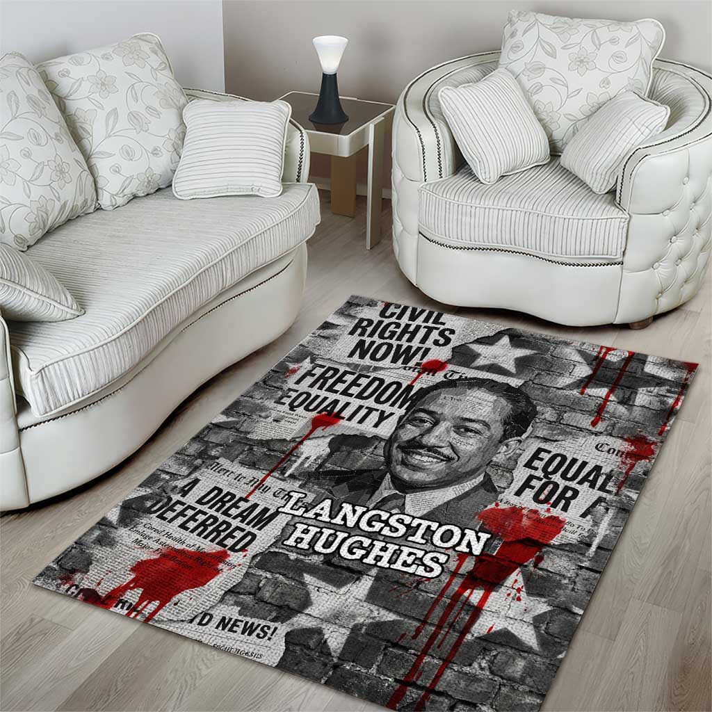 Langston Hughes Area Rug Urban Brick Wall Design with Protest Art and Poetry Powerful Quotes - Wonder Print Shop