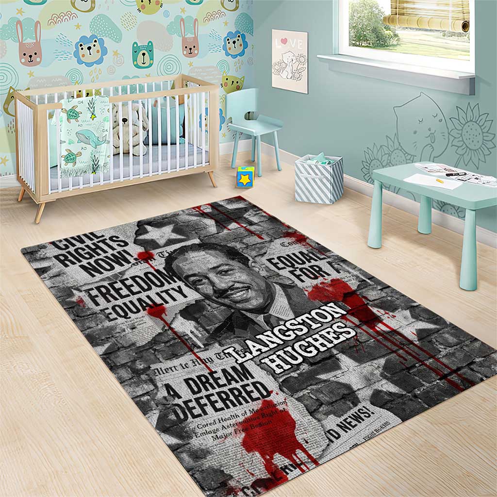 Langston Hughes Area Rug Urban Brick Wall Design with Protest Art and Poetry Powerful Quotes - Wonder Print Shop