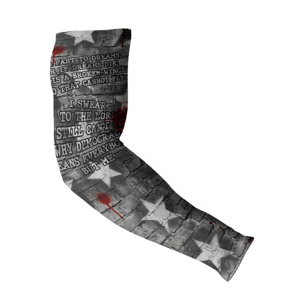 Langston Hughes Arm Sleeves Urban Brick Wall Design with Protest Art and Poetry Powerful Quotes - Wonder Print Shop