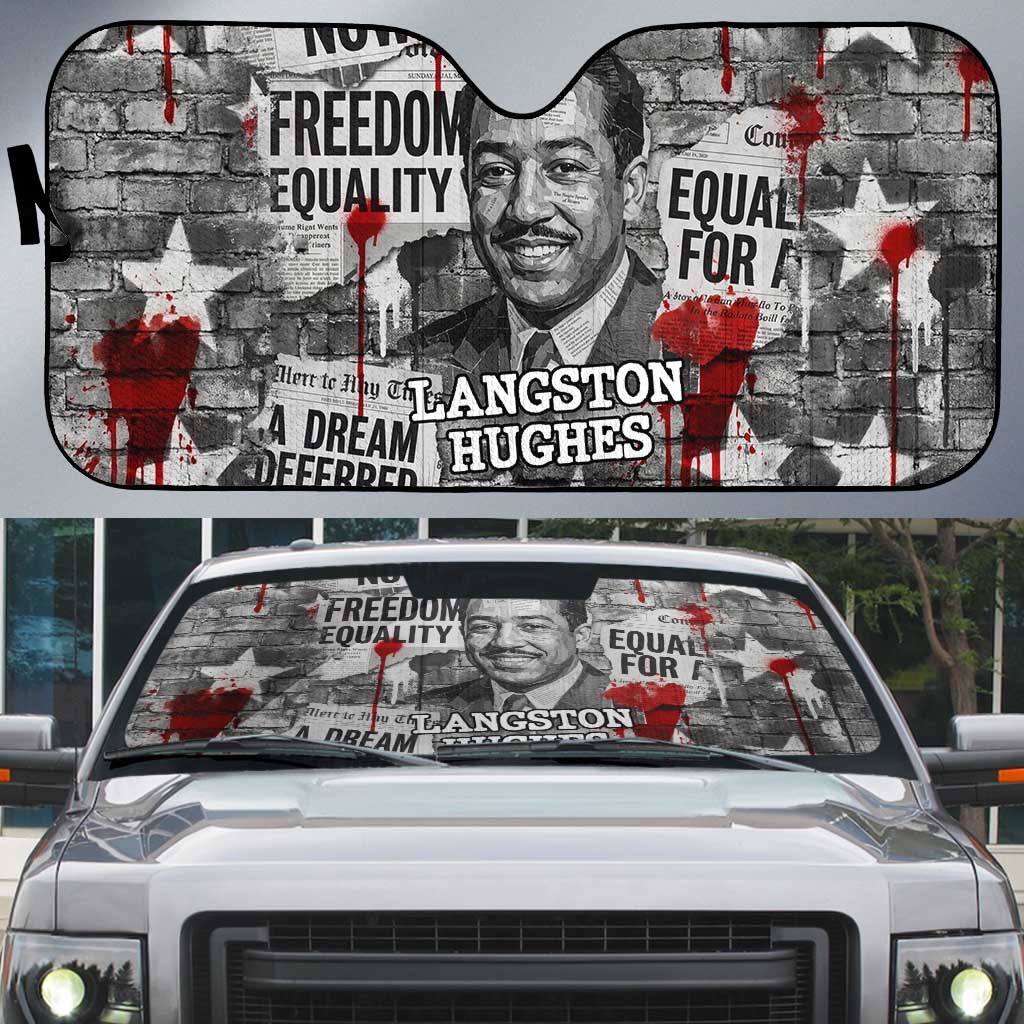 Langston Hughes Auto Sun Shade Urban Brick Wall Design with Protest Art and Poetry Powerful Quotes - Wonder Print Shop