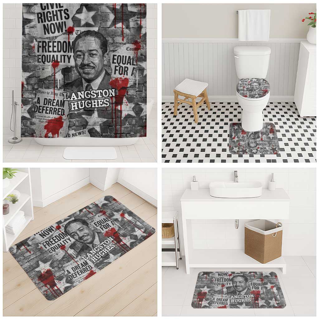 Langston Hughes Bathroom Set Urban Brick Wall Design with Protest Art and Poetry Powerful Quotes - Wonder Print Shop