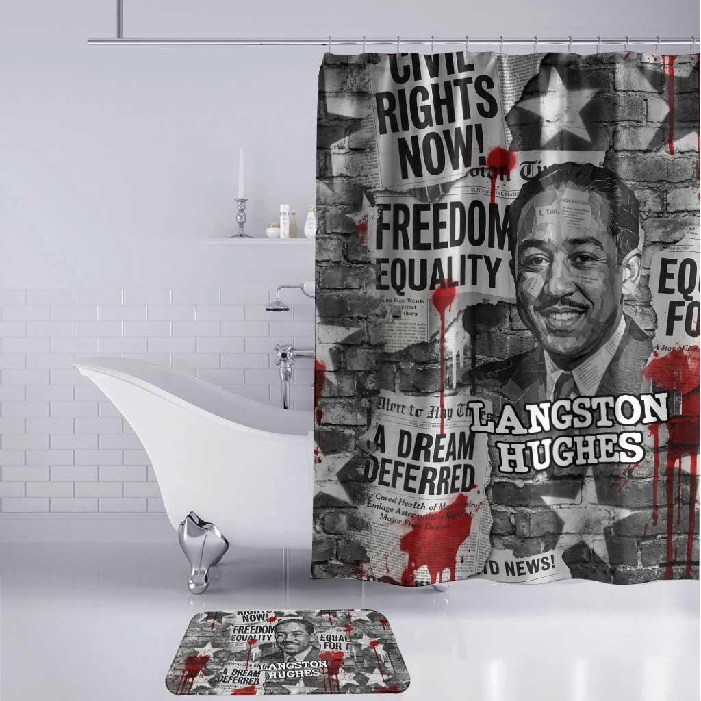 Langston Hughes Bathroom Set Urban Brick Wall Design with Protest Art and Poetry Powerful Quotes - Wonder Print Shop