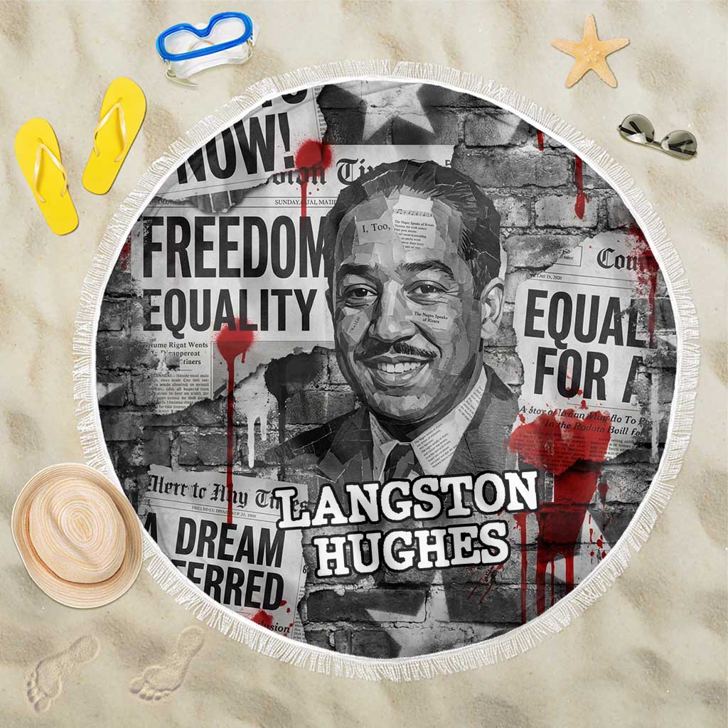 Langston Hughes Beach Blanket Urban Brick Wall Design with Protest Art and Poetry Powerful Quotes - Wonder Print Shop