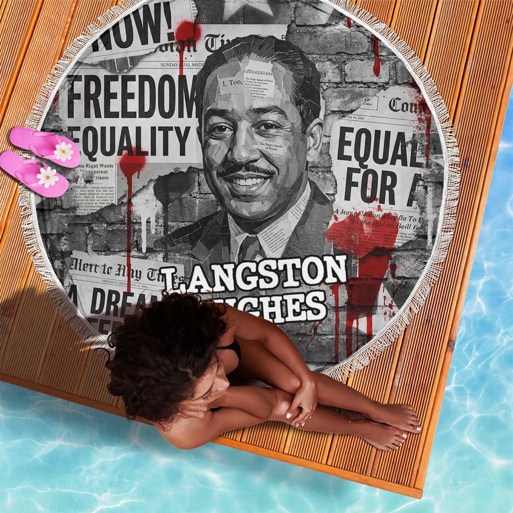 Langston Hughes Beach Blanket Urban Brick Wall Design with Protest Art and Poetry Powerful Quotes - Wonder Print Shop
