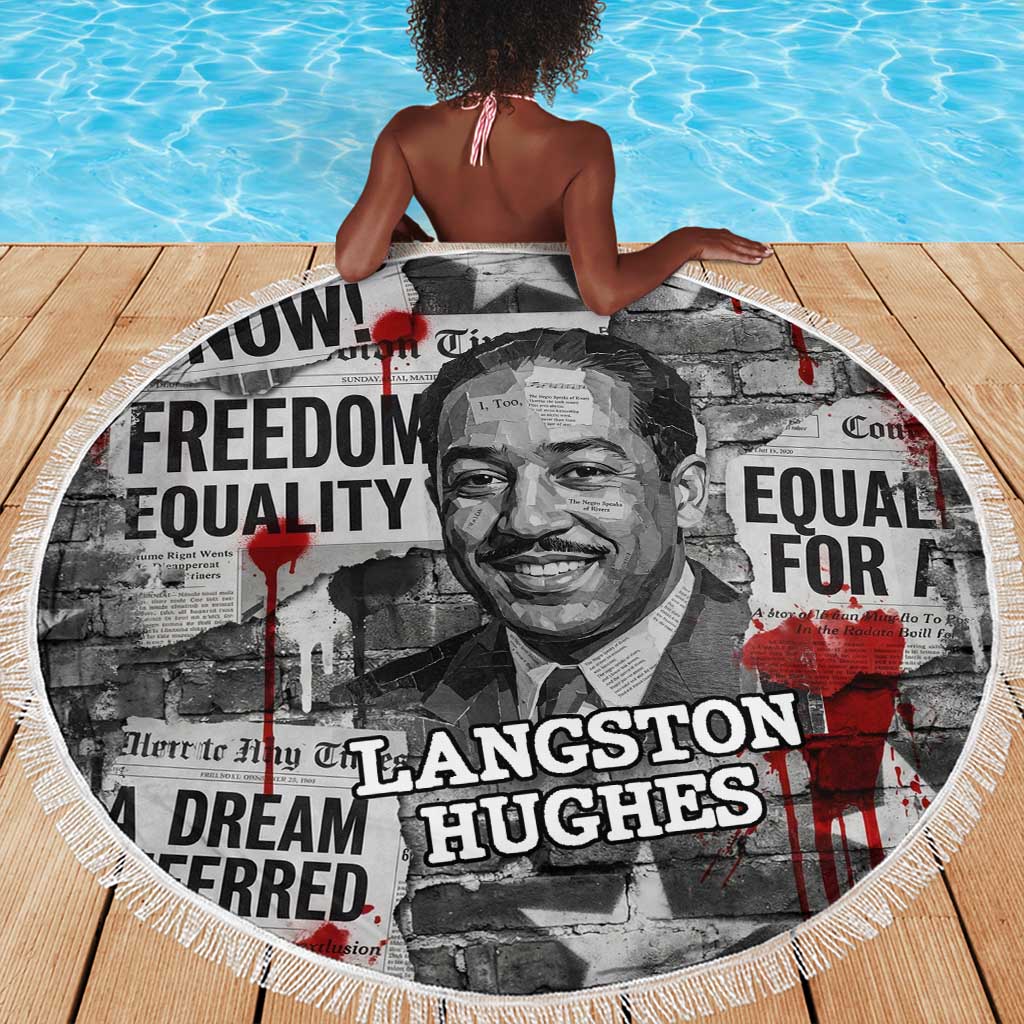 Langston Hughes Beach Blanket Urban Brick Wall Design with Protest Art and Poetry Powerful Quotes - Wonder Print Shop