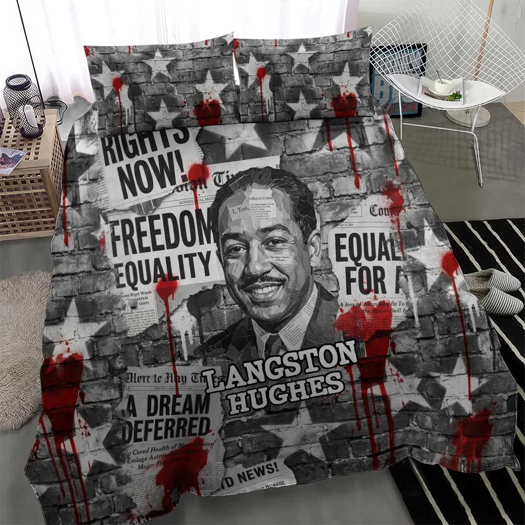 Langston Hughes Bedding Set Urban Brick Wall Design with Protest Art and Poetry Powerful Quotes - Wonder Print Shop