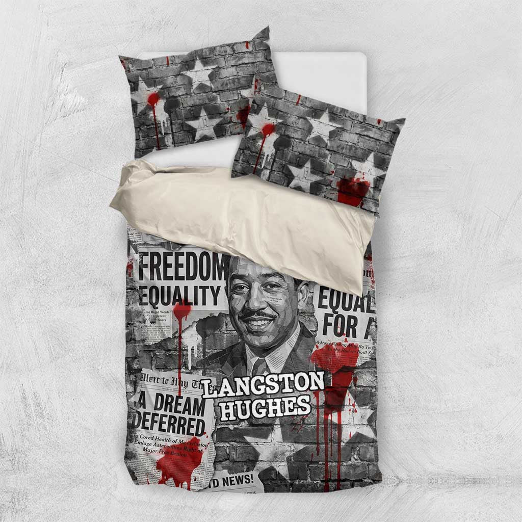 Langston Hughes Bedding Set Urban Brick Wall Design with Protest Art and Poetry Powerful Quotes - Wonder Print Shop