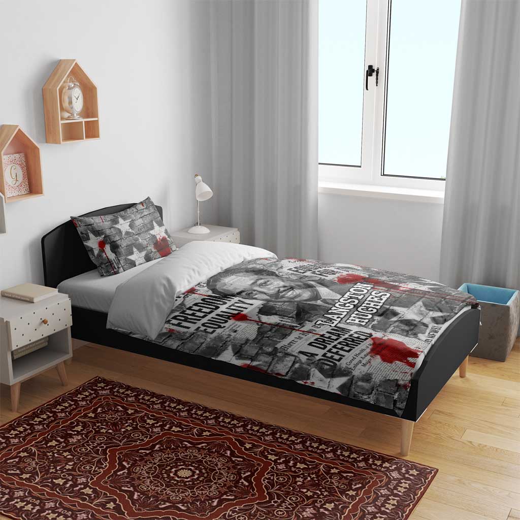 Langston Hughes Bedding Set Urban Brick Wall Design with Protest Art and Poetry Powerful Quotes - Wonder Print Shop