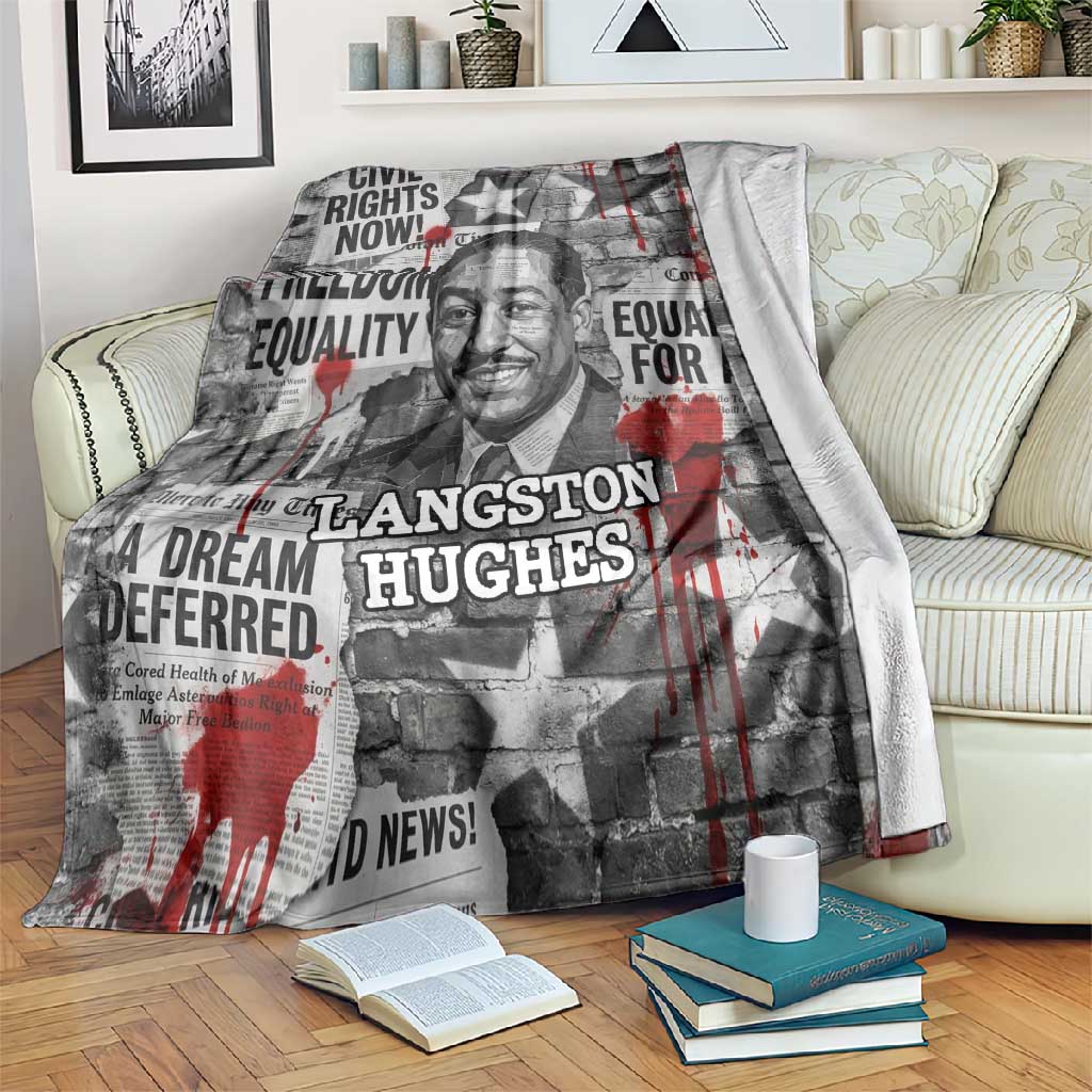 Langston Hughes Blanket Urban Brick Wall Design with Protest Art and Poetry Powerful Quotes - Wonder Print Shop