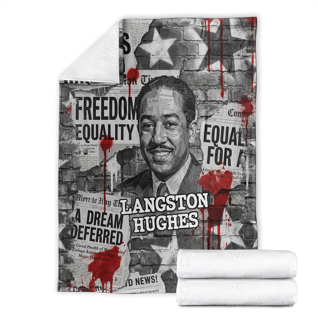 Langston Hughes Blanket Urban Brick Wall Design with Protest Art and Poetry Powerful Quotes - Wonder Print Shop