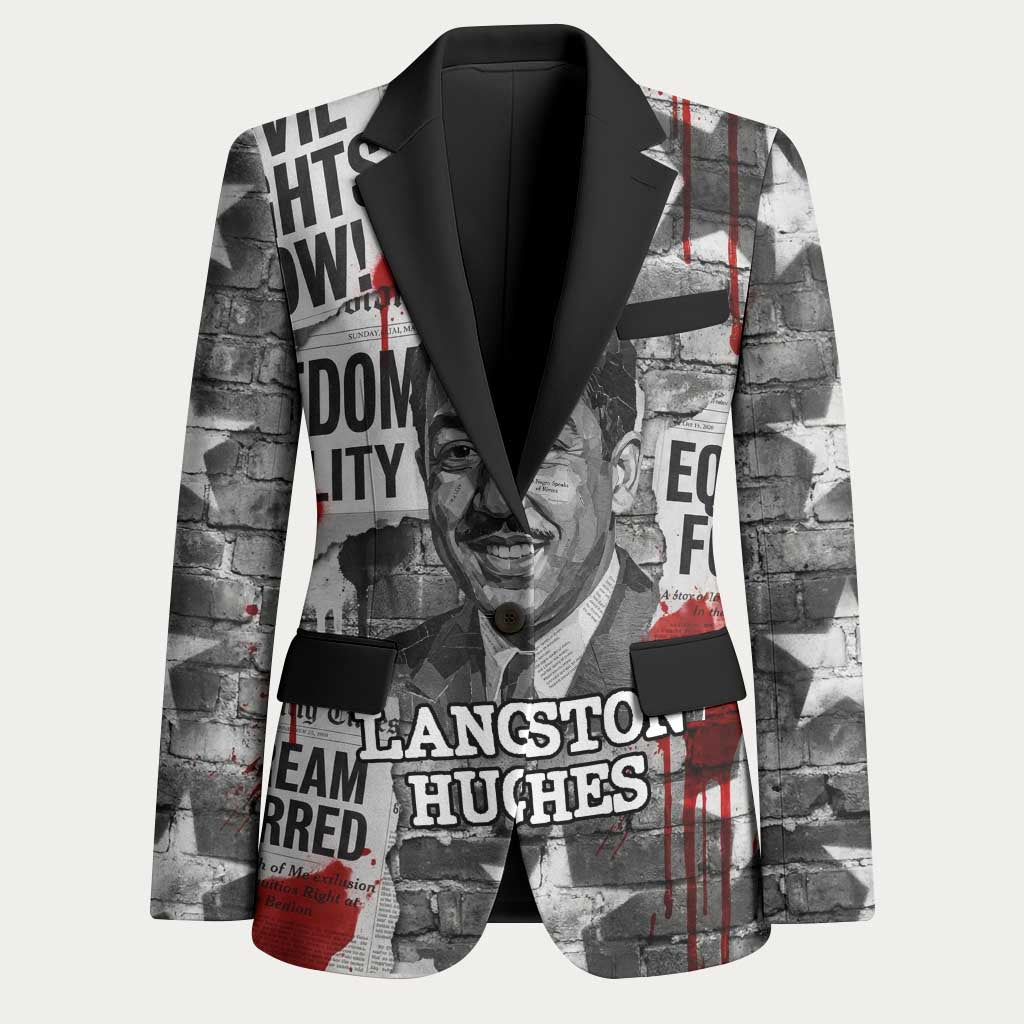 Langston Hughes Blazer Urban Brick Wall Design with Protest Art and Poetry Powerful Quotes - Wonder Print Shop
