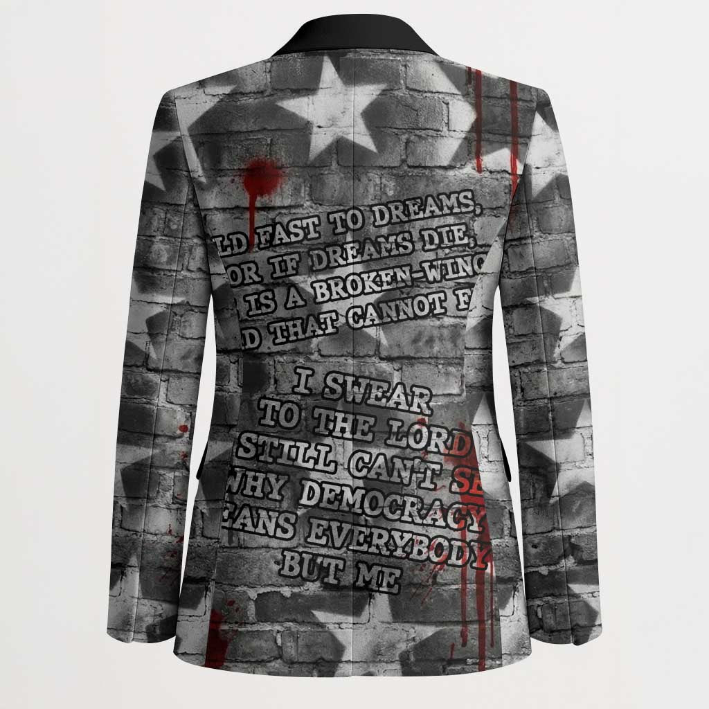 Langston Hughes Blazer Urban Brick Wall Design with Protest Art and Poetry Powerful Quotes - Wonder Print Shop