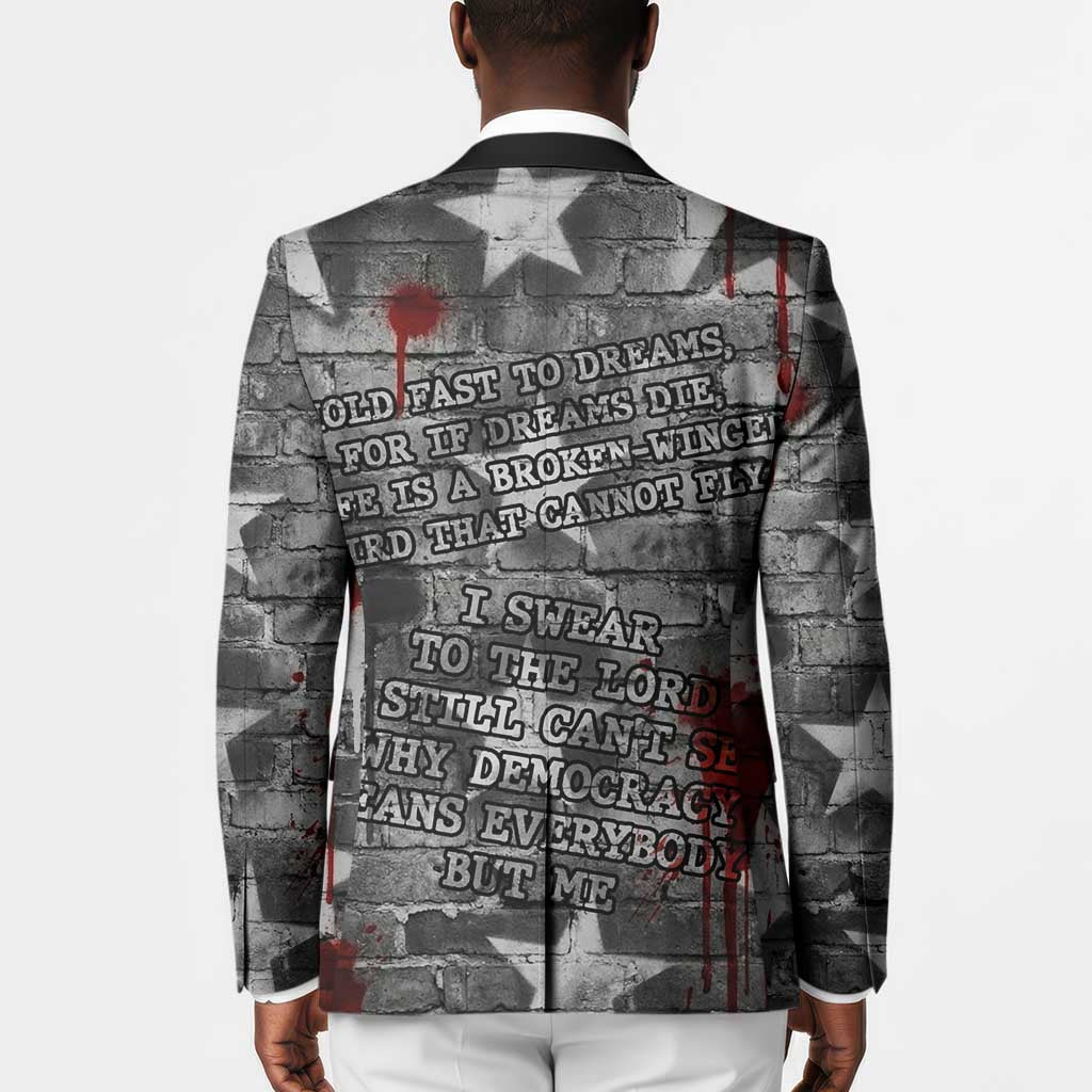 Langston Hughes Blazer Urban Brick Wall Design with Protest Art and Poetry Powerful Quotes - Wonder Print Shop