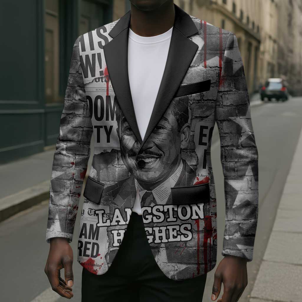 Langston Hughes Blazer Urban Brick Wall Design with Protest Art and Poetry Powerful Quotes - Wonder Print Shop