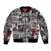 Langston Hughes Bomber Jacket Urban Brick Wall Design with Protest Art and Poetry Powerful Quotes - Wonder Print Shop