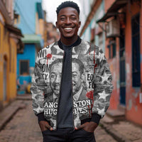 Langston Hughes Bomber Jacket Urban Brick Wall Design with Protest Art and Poetry Powerful Quotes - Wonder Print Shop