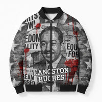 Langston Hughes Bomber Puffer Jacket Urban Brick Wall Design with Protest Art and Poetry Powerful Quotes - Wonder Print Shop