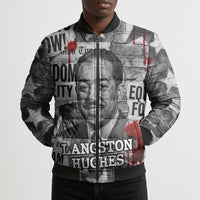 Langston Hughes Bomber Puffer Jacket Urban Brick Wall Design with Protest Art and Poetry Powerful Quotes - Wonder Print Shop