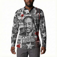 Langston Hughes Button Sweatshirt Urban Brick Wall Design with Protest Art and Poetry Powerful Quotes