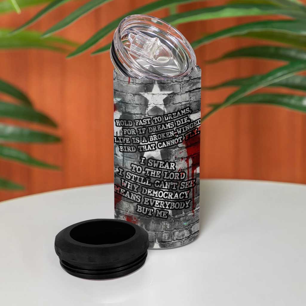 Langston Hughes 4 in 1 Can Cooler Tumbler Urban Brick Wall Design with Protest Art and Poetry Powerful Quotes - Wonder Print Shop