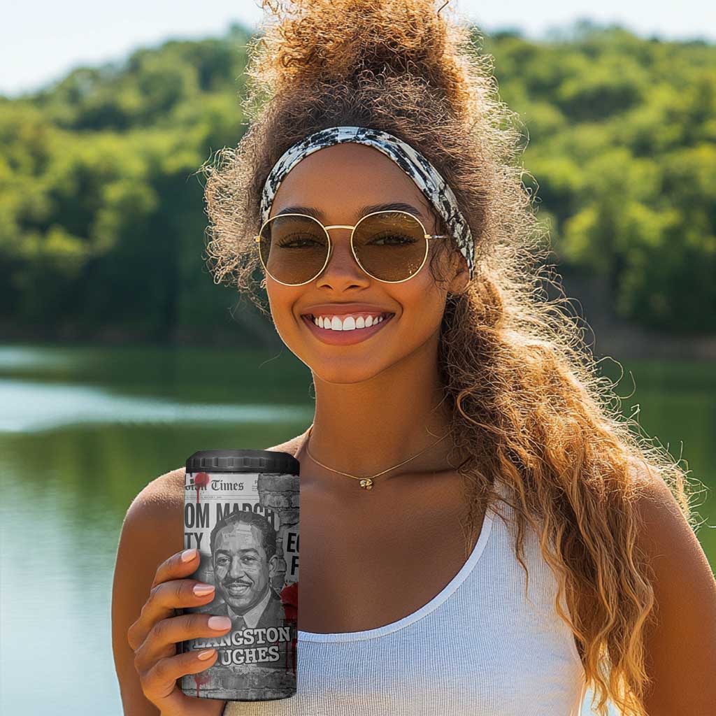 Langston Hughes 4 in 1 Can Cooler Tumbler Urban Brick Wall Design with Protest Art and Poetry Powerful Quotes - Wonder Print Shop