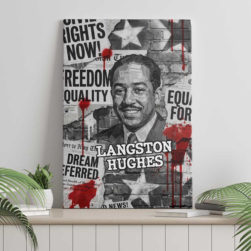 Langston Hughes Canvas Wall Art Urban Brick Wall Design with Protest Art and Poetry Powerful Quotes - Wonder Print Shop