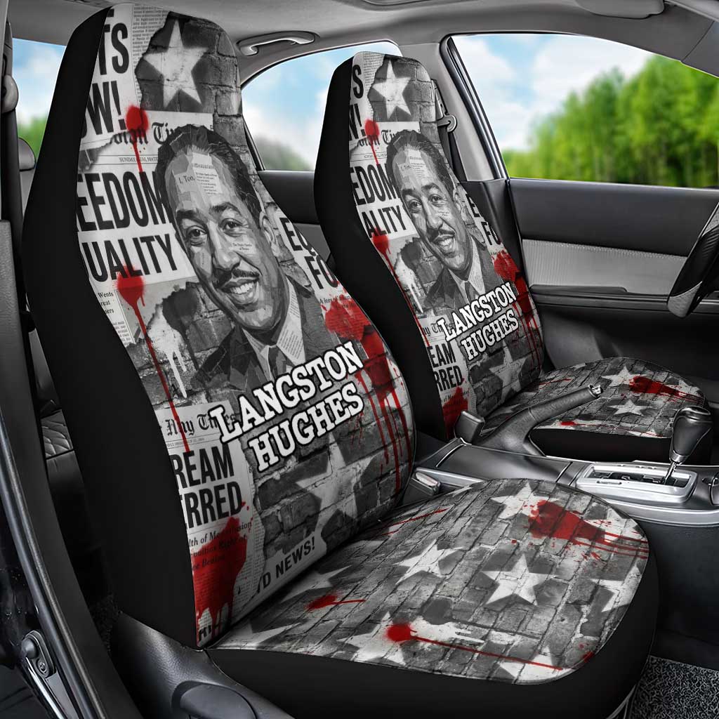 Langston Hughes Car Seat Cover Urban Brick Wall Design with Protest Art and Poetry Powerful Quotes - Wonder Print Shop