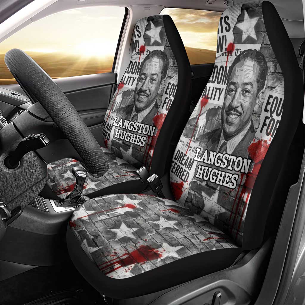 Langston Hughes Car Seat Cover Urban Brick Wall Design with Protest Art and Poetry Powerful Quotes - Wonder Print Shop