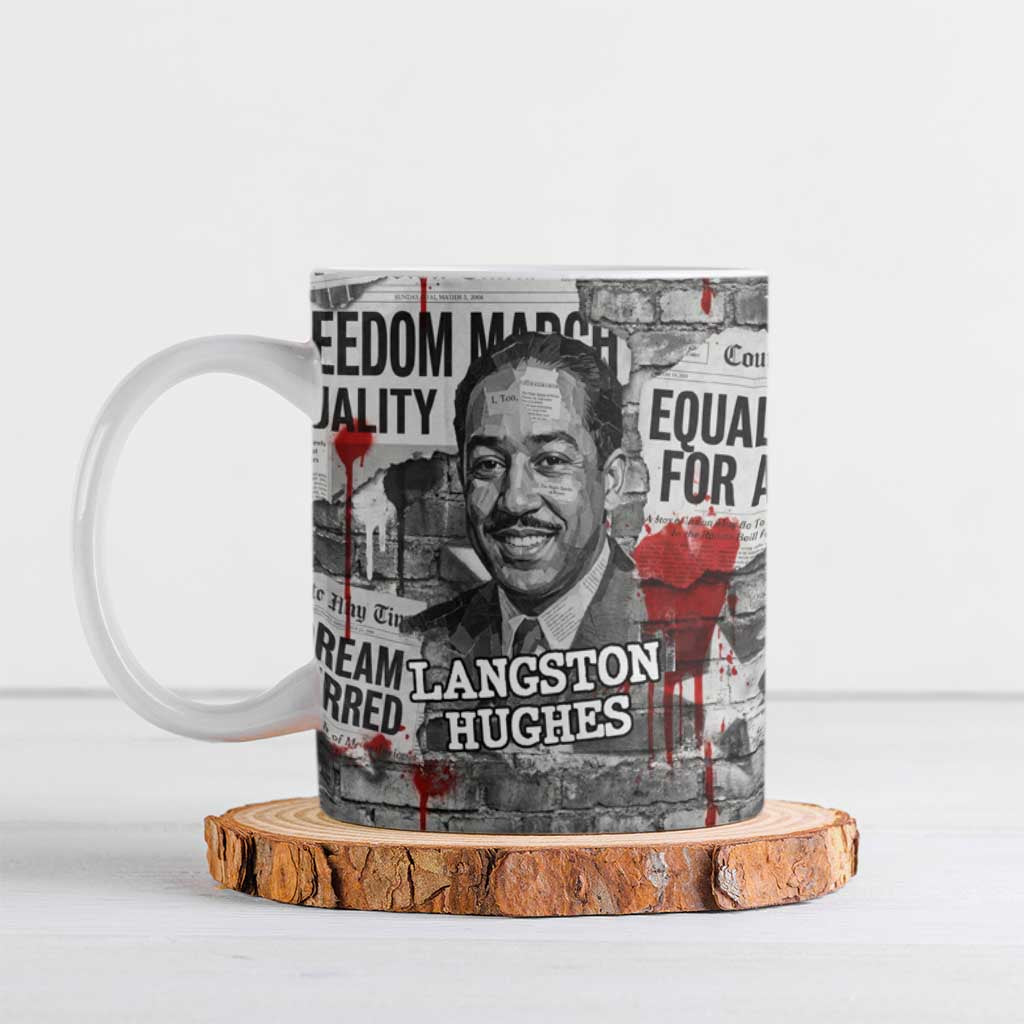 Langston Hughes Ceramic Mug Urban Brick Wall Design with Protest Art and Poetry Powerful Quotes - Wonder Print Shop