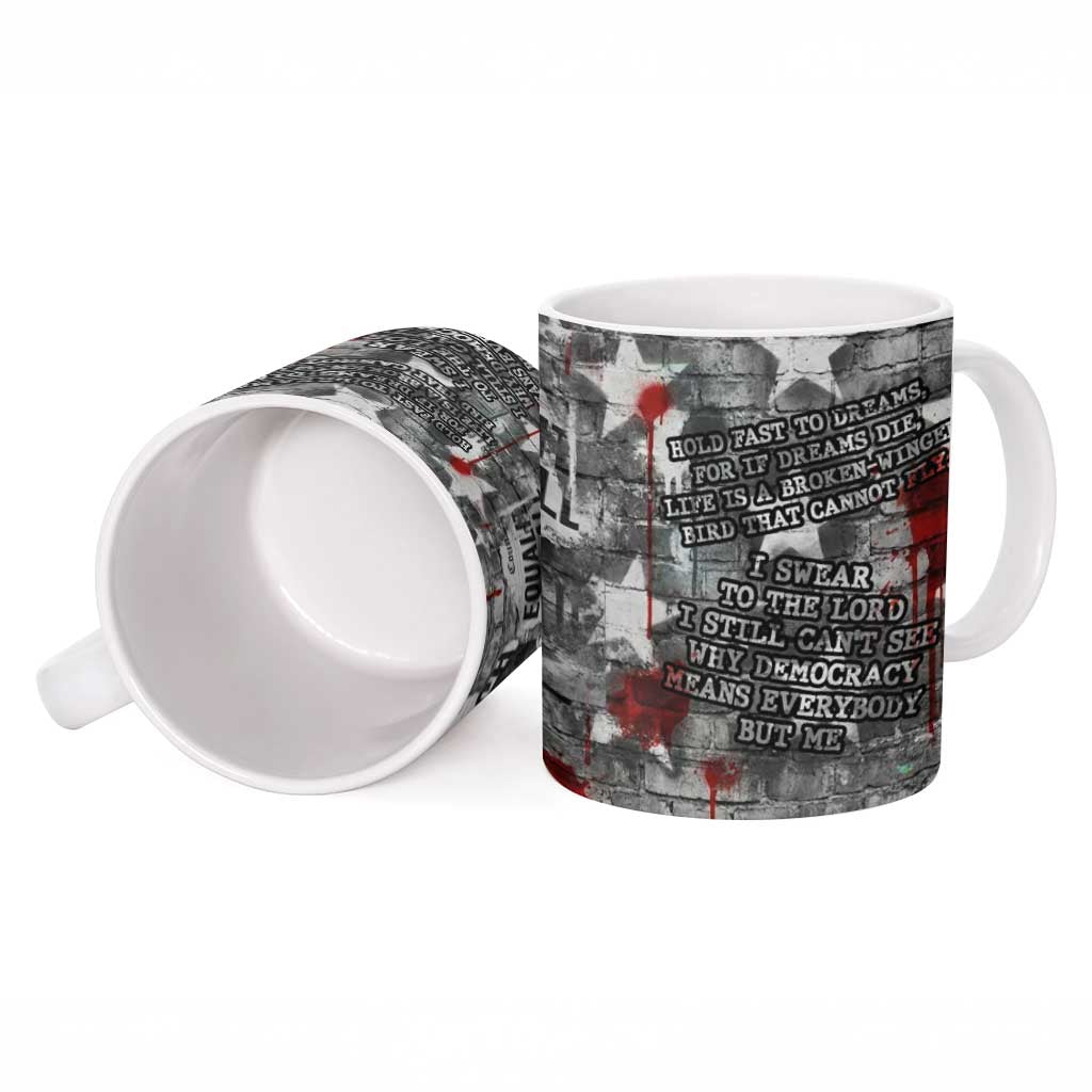 Langston Hughes Ceramic Mug Urban Brick Wall Design with Protest Art and Poetry Powerful Quotes - Wonder Print Shop