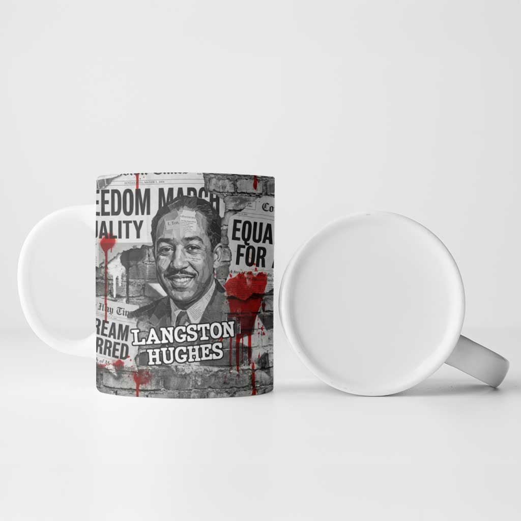 Langston Hughes Ceramic Mug Urban Brick Wall Design with Protest Art and Poetry Powerful Quotes - Wonder Print Shop